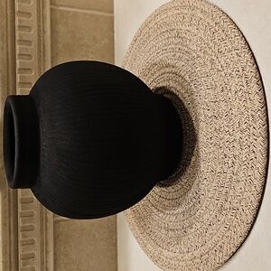 New By Threshold Black Round Ceramic Vase